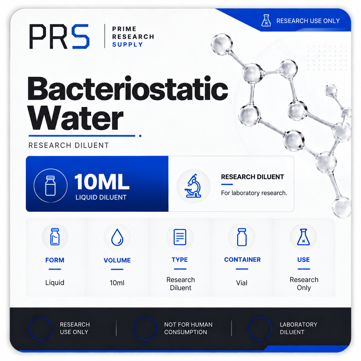 Bacteriostatic Water 10ml Research Diluent Vial